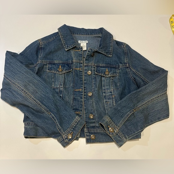Per Se Denim cropped Jacket Size Large - Picture 1 of 5